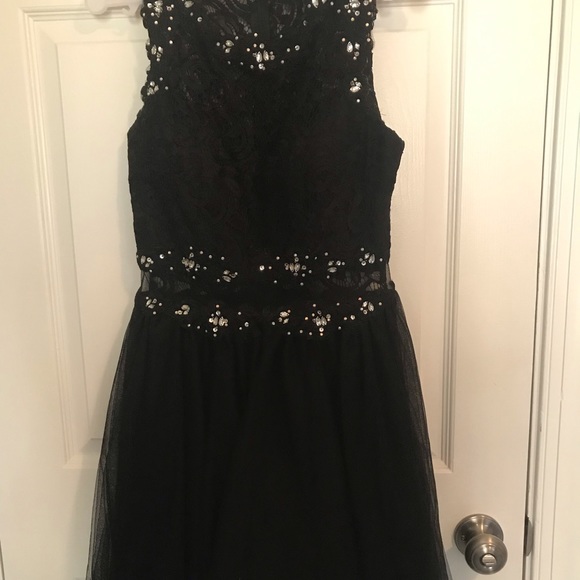 black lace homecoming dress